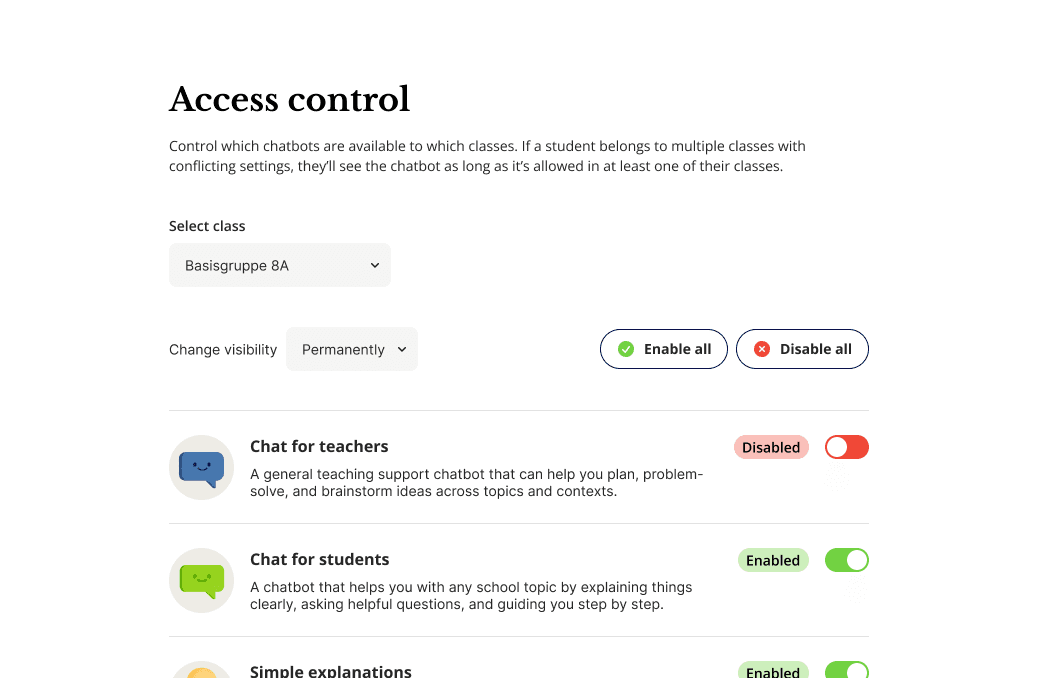 Access control screenshot