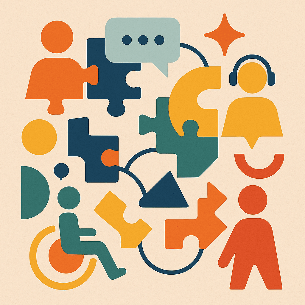 Different abstract elements that represent diversity and inclusivity using AI